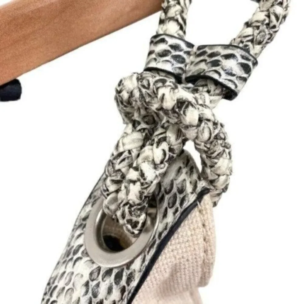 Alfani Hillary Canvas Hobo Shoulder Bag in Linen Snakeskin New